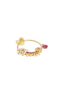 Gold Plated Pearl Nose Ring In Sterling Silver