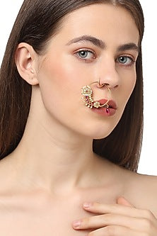 Gold Plated Pearl Nose Ring In Sterling Silver