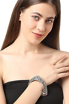 White Finish Bangle In Sterling Silver