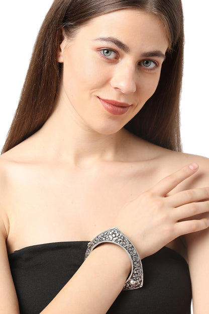 White Finish Bangle In Sterling Silver
