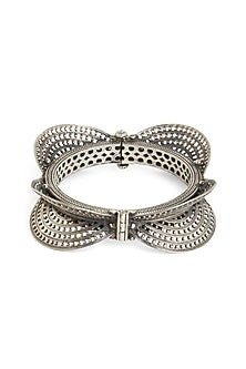 White Finish Kada In Sterling Silver