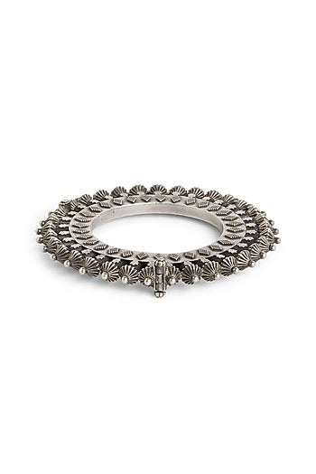 White Finish Kada In Sterling Silver