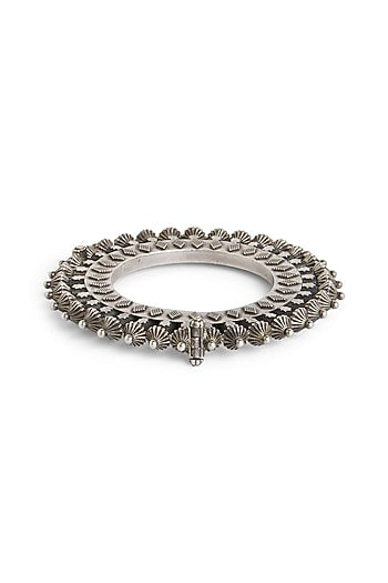 White Finish Kada In Sterling Silver