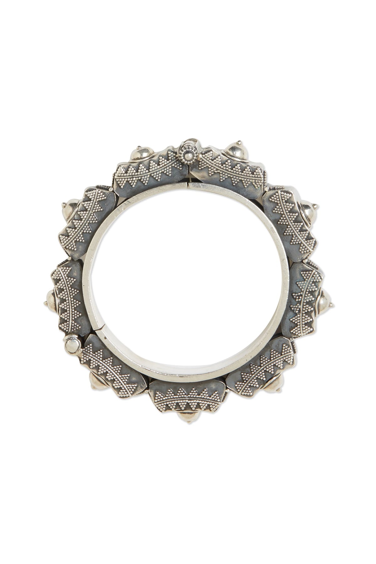 White Finish Oxidised Kada Bangle In Sterling Silver