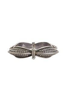 White Finish Patterned Bangle In Sterling Silver