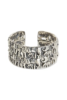 White Finish Kada Bangle In Sterling Silver