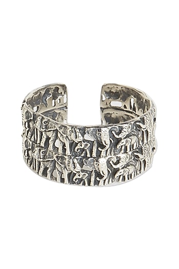 White Finish Kada Bangle In Sterling Silver