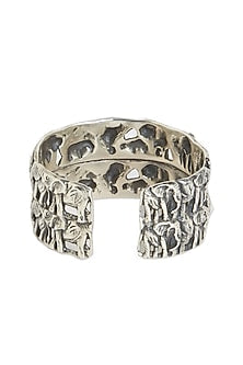 White Finish Kada Bangle In Sterling Silver