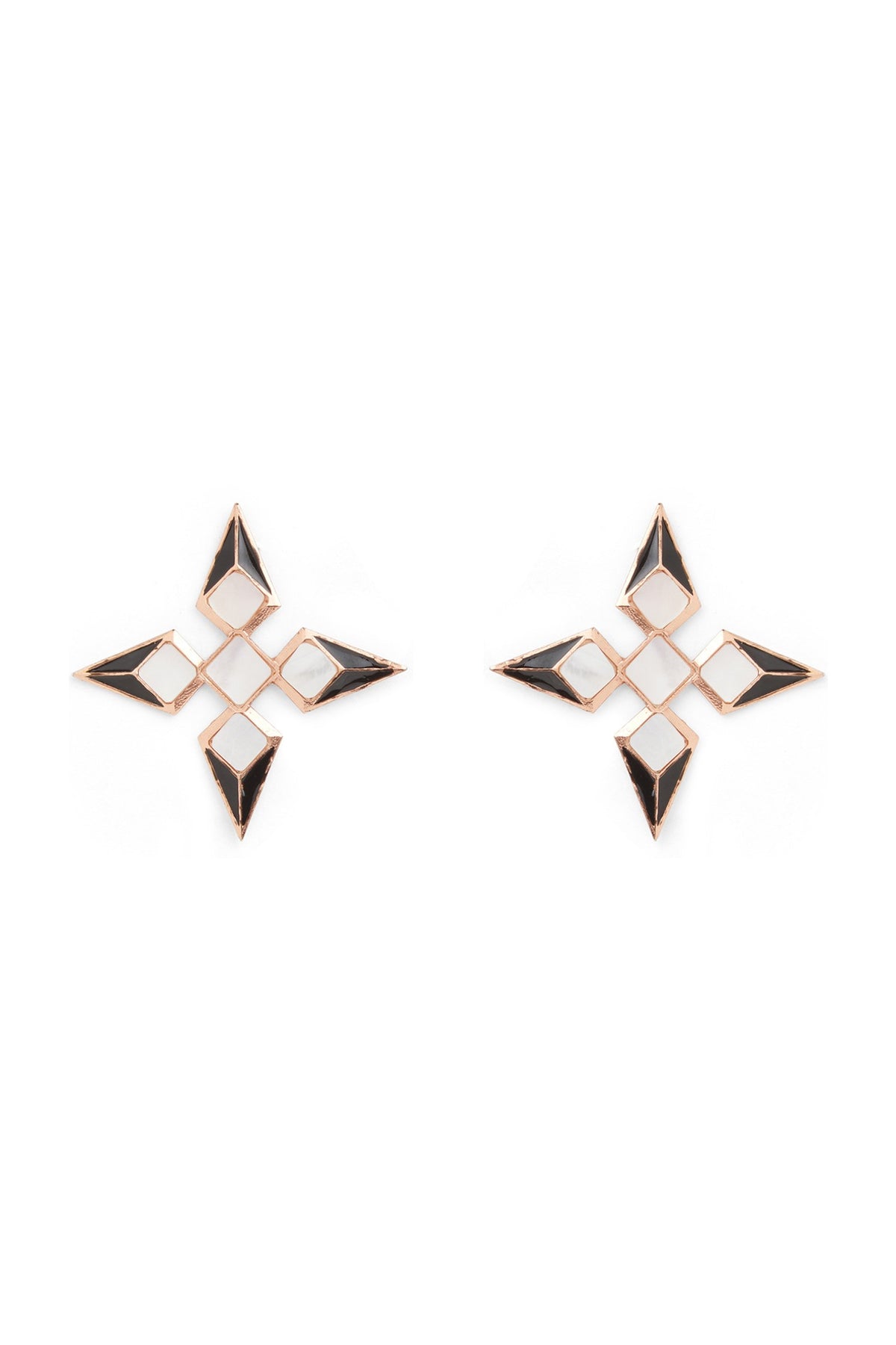 Rose Gold Finish Pearl Earrings In Sterling Silver