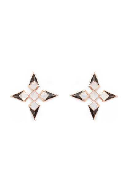 Rose Gold Finish Pearl Earrings In Sterling Silver