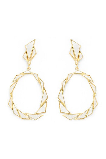 Gold Plated Pearl Dangler Earrings In Sterling Silver