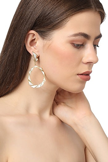 Gold Plated Pearl Dangler Earrings In Sterling Silver
