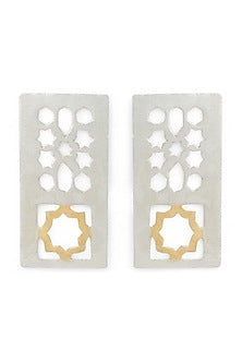 White Finish Stud Earrings In Sterling Silver