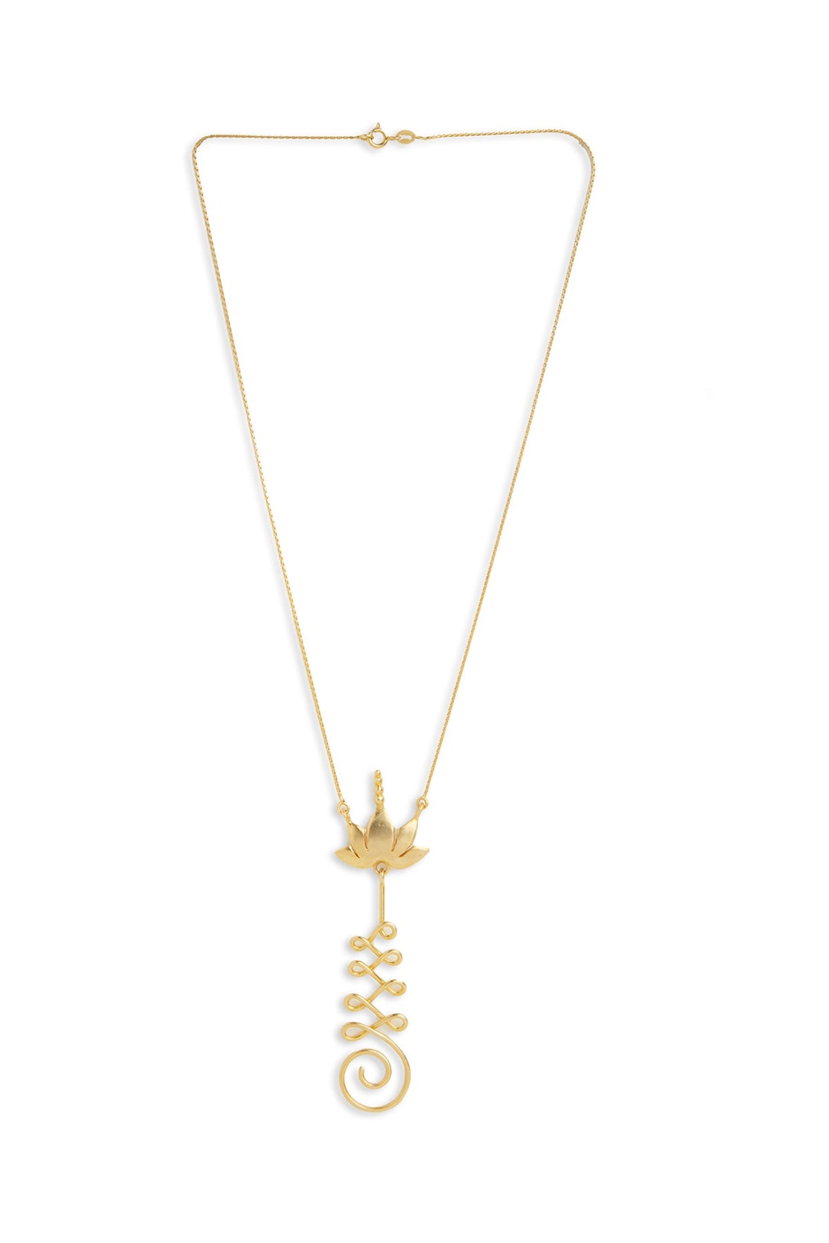 Gold Plated Floral Necklace In Sterling Silver