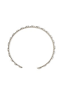 White Finish Openable Cuff In Sterling Silver