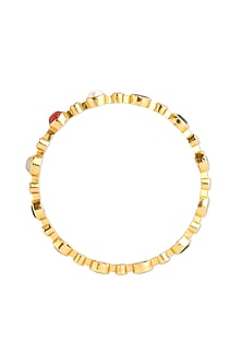 Gold Plated Navratna Bangle In Sterling Silver