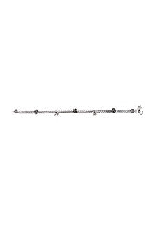 White Finish Floral Anklet In Sterling Silver