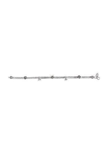 White Finish Floral Anklet In Sterling Silver