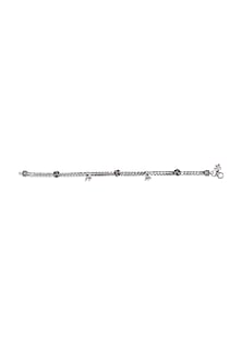 White Finish Floral Anklet In Sterling Silver