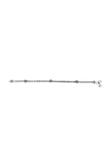 White Finish Rose Anklet In Sterling Silver