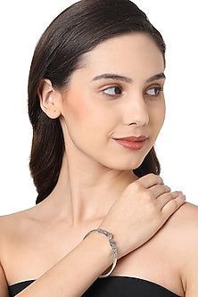 White Finish Cuff In Sterling Silver