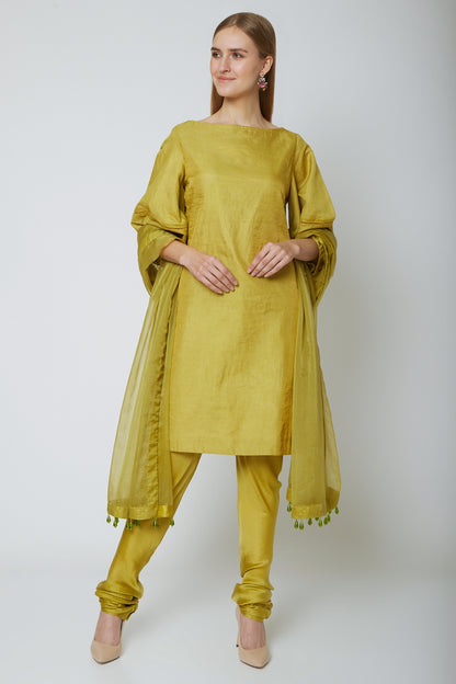 Olive Green Drawstring Kurta Set