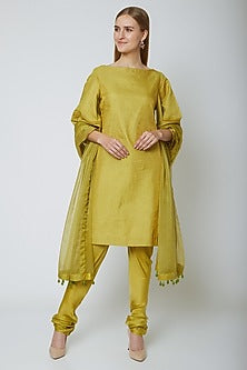 Olive Green Drawstring Kurta Set