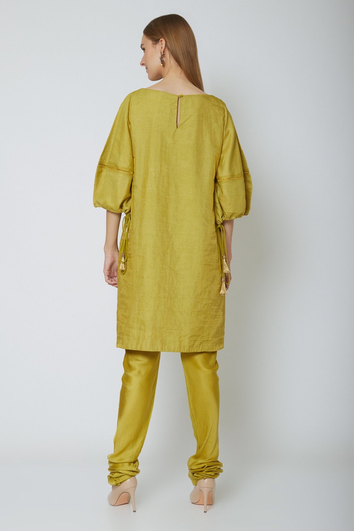 Olive Green Drawstring Kurta Set