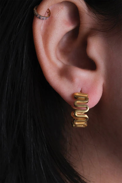 Gold Finish Hoop Earrings In Sterling Silver