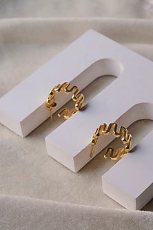 Gold Finish Hoop Earrings In Sterling Silver