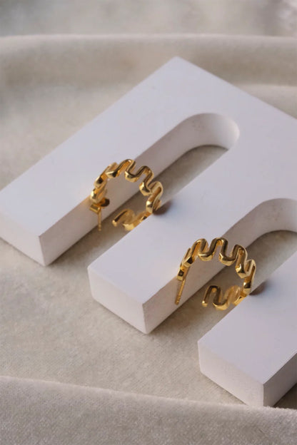 Gold Finish Hoop Earrings In Sterling Silver