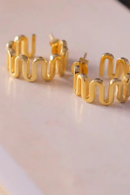 Gold Finish Hoop Earrings In Sterling Silver