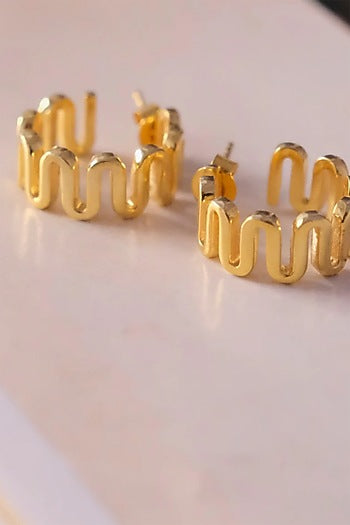 Gold Finish Hoop Earrings In Sterling Silver
