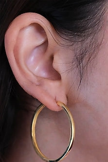 Gold Finish Hoop Earrings In Sterling Silver