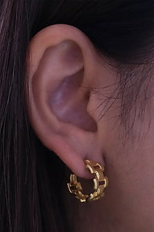 Gold Finish Hoop Earrings In Sterling Silver