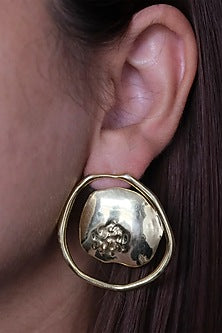 Gold Finish Stud Earrings In Sterling Silver