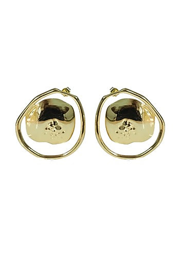 Gold Finish Stud Earrings In Sterling Silver