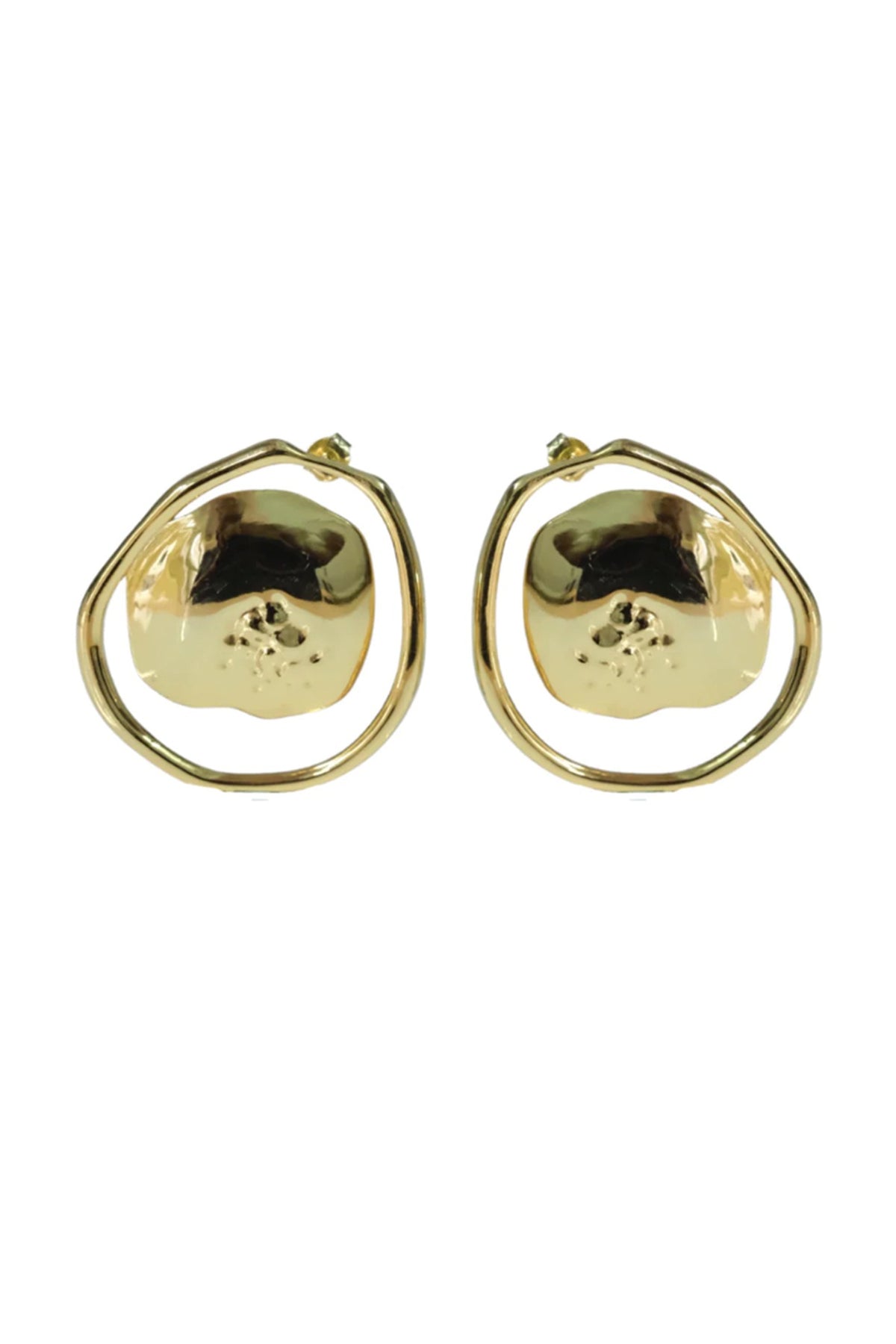 Gold Finish Stud Earrings In Sterling Silver