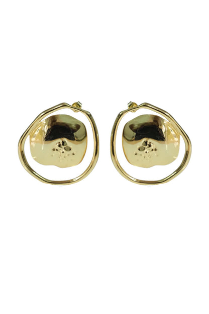 Gold Finish Stud Earrings In Sterling Silver