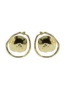 Gold Finish Stud Earrings In Sterling Silver