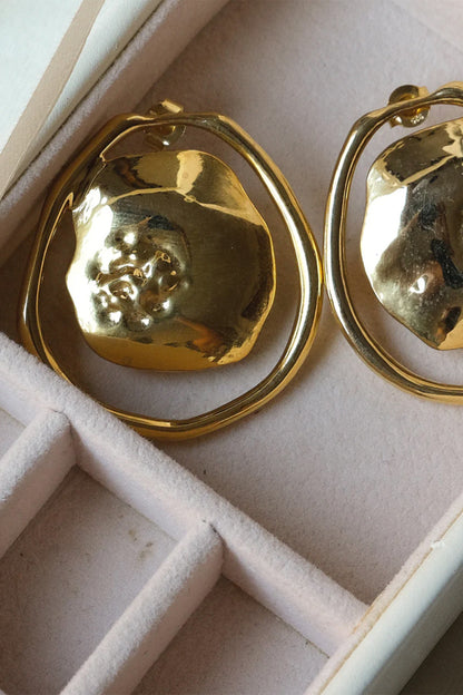 Gold Finish Stud Earrings In Sterling Silver