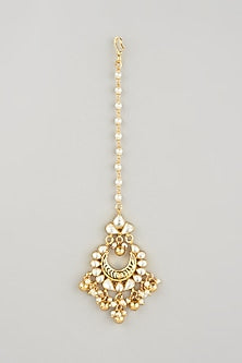 Gold Finish Faux Kundan Polki Maang Tikka