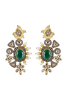 Gold Finish Emerald Earrings