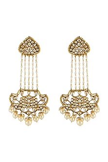 Gold Finish Kundan & Pearl Earrings