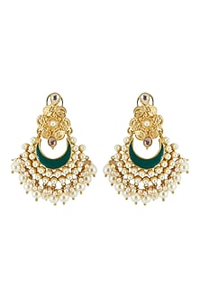 Gold Finish Pearl Earrings
