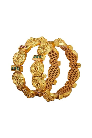 Gold Plated Red & Green Stone Bracelets