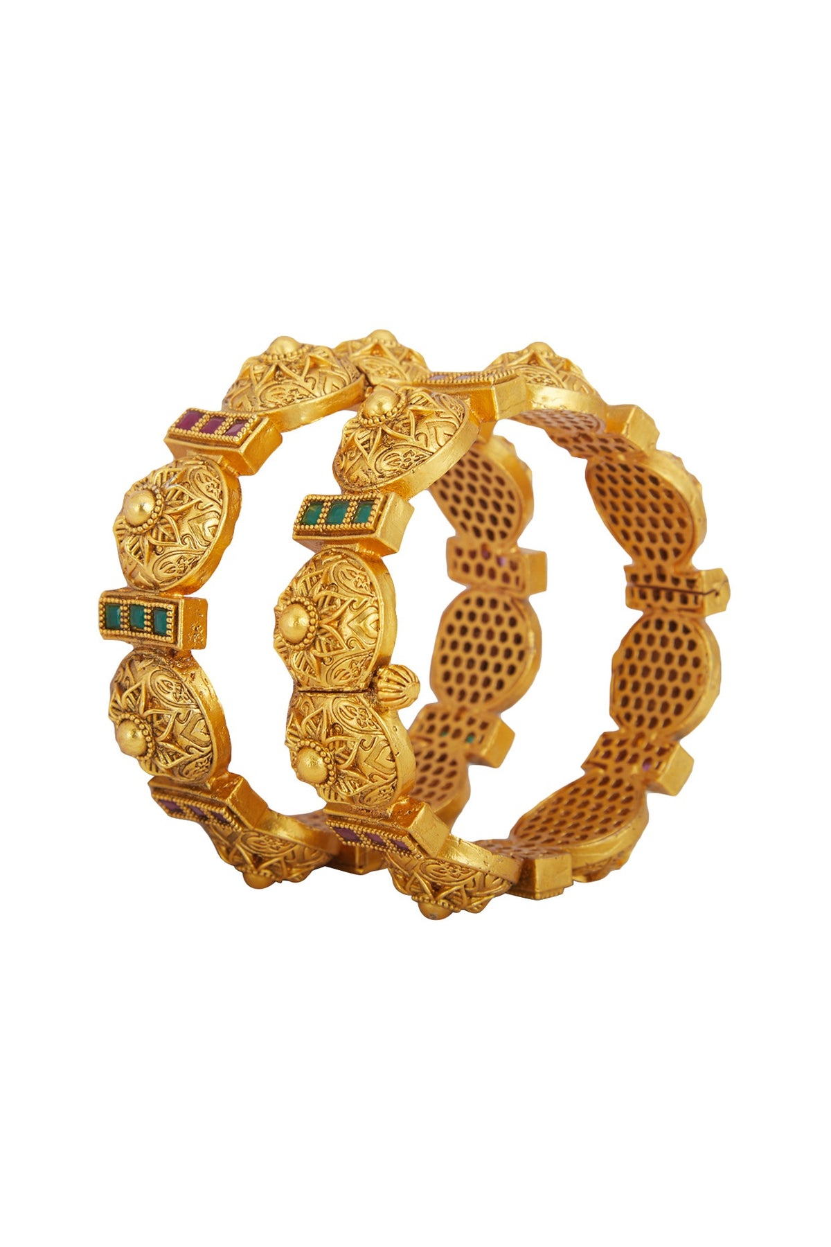 Gold Plated Red & Green Stone Bracelets