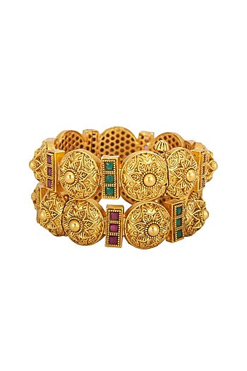 Gold Plated Red & Green Stone Bracelets