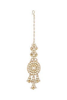 Gold Finish Kundan & Pearl Maang Tikka