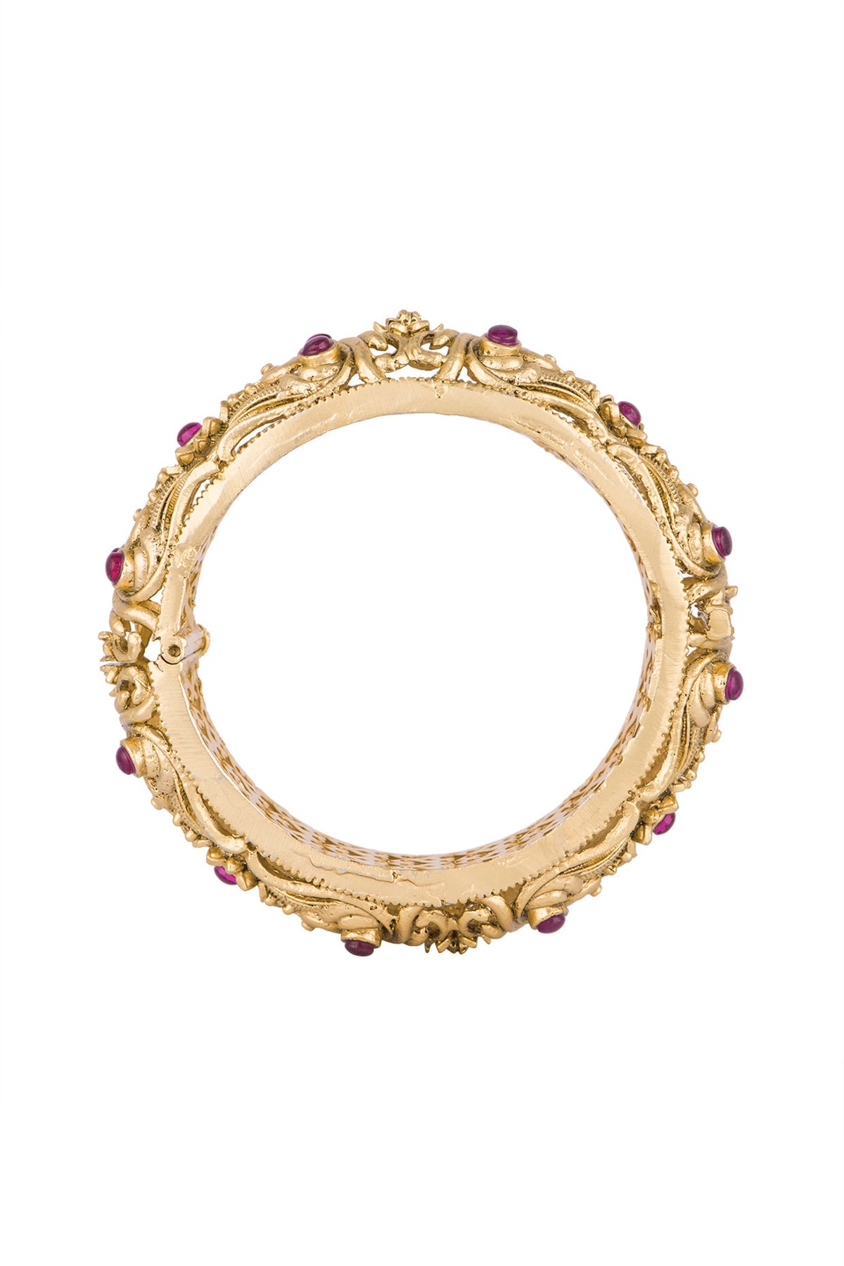Gold Finish Onyx Stones Carved Bangles